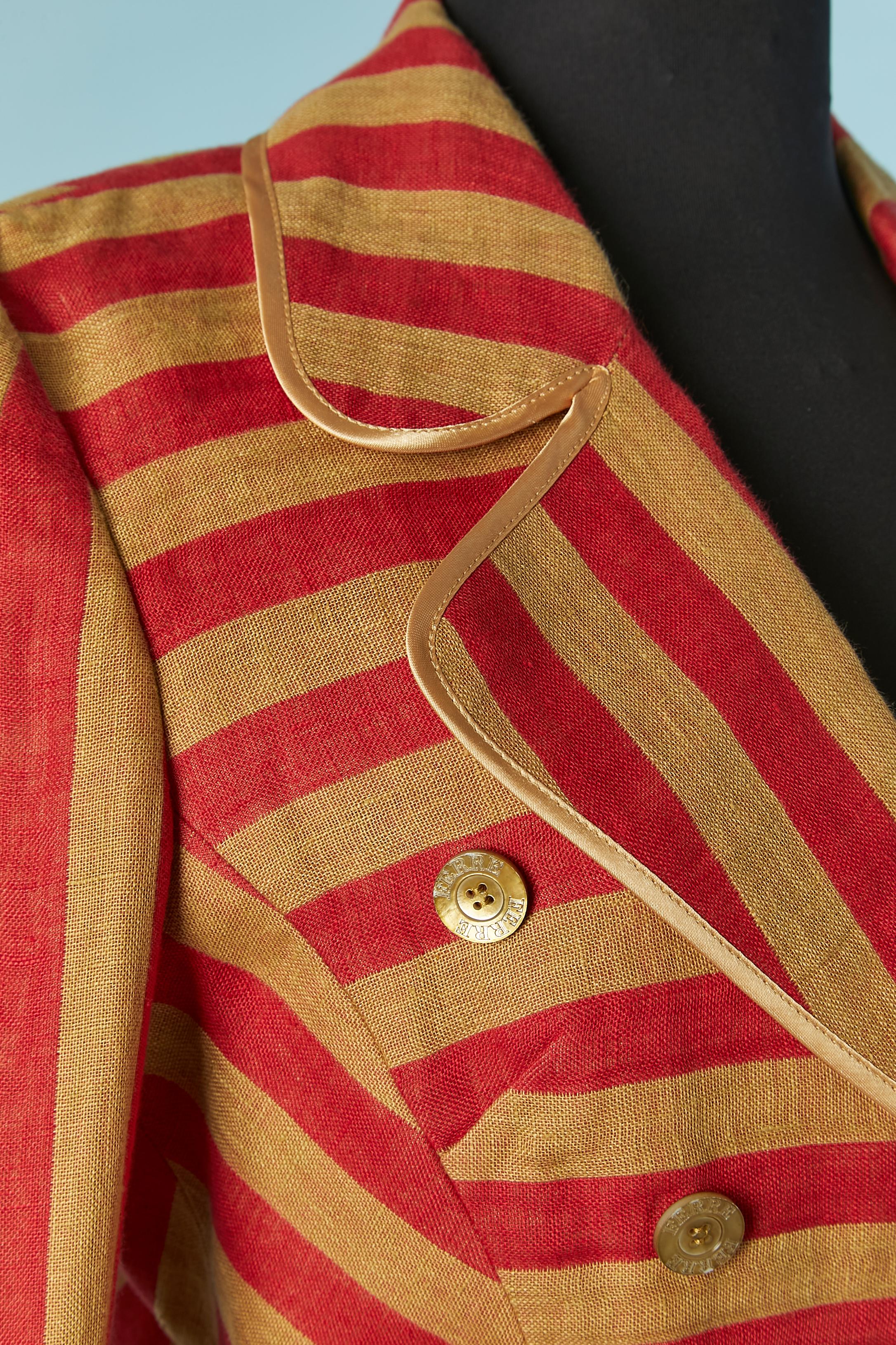 Donna Brown and red striped single breasted jacket FERRE in vendita