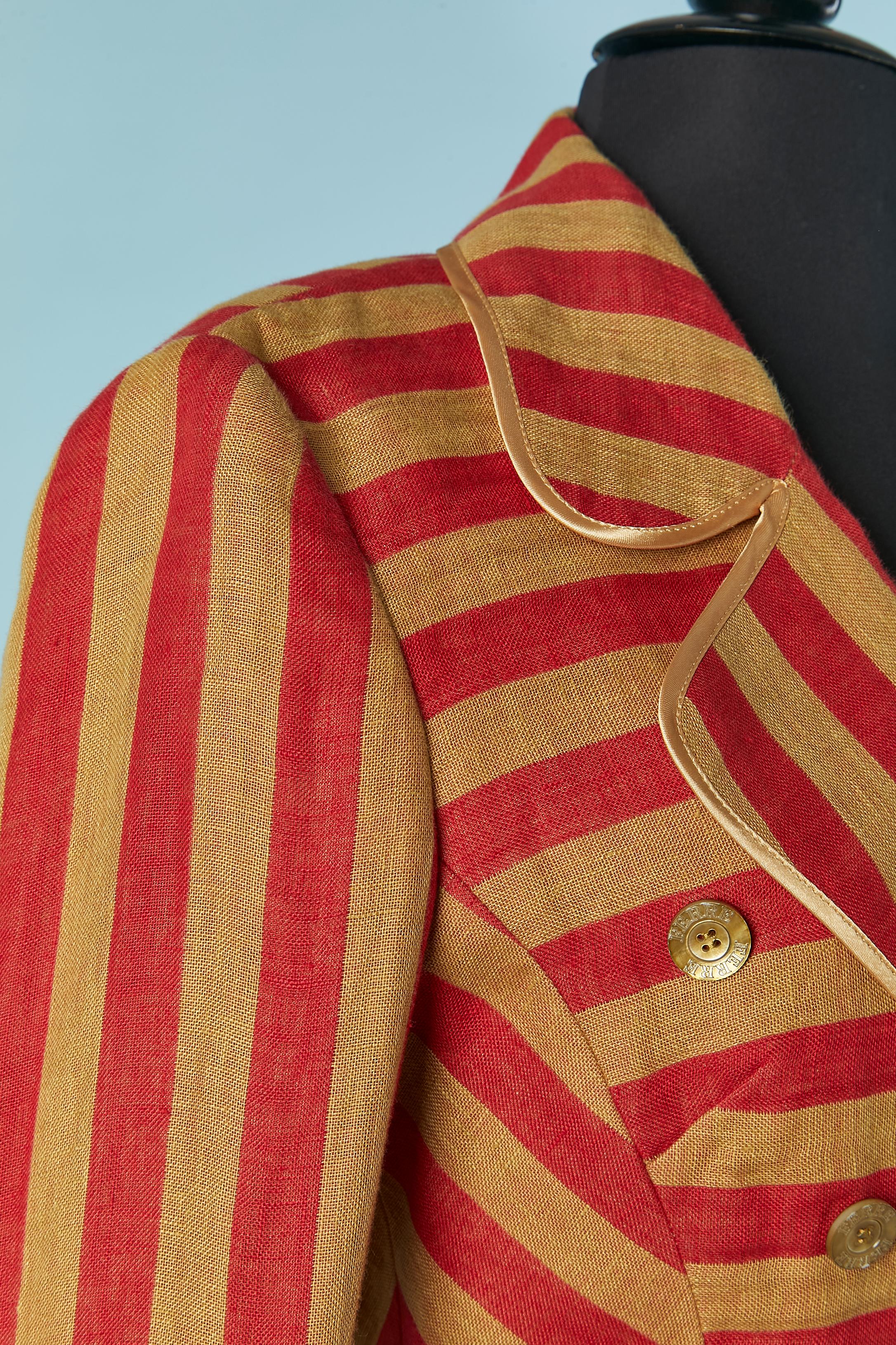 Brown and red striped single breasted jacket FERRE in vendita 1