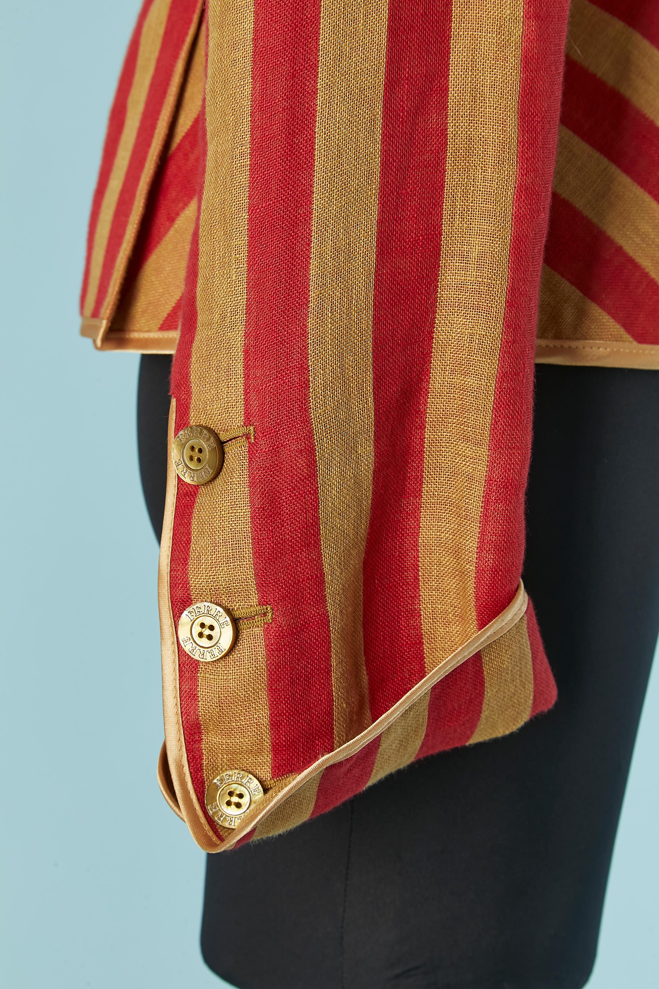 Brown and red striped single breasted jacket FERRE in vendita 2