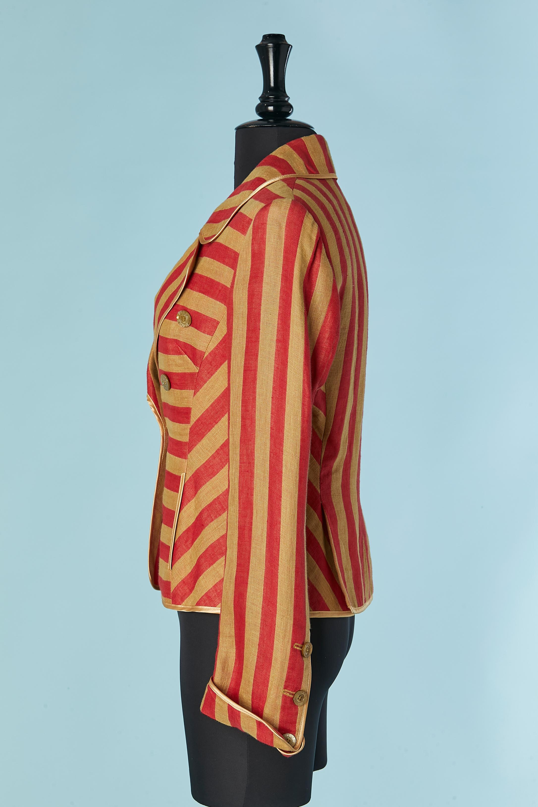 Brown and red striped single breasted jacket FERRE in vendita 3