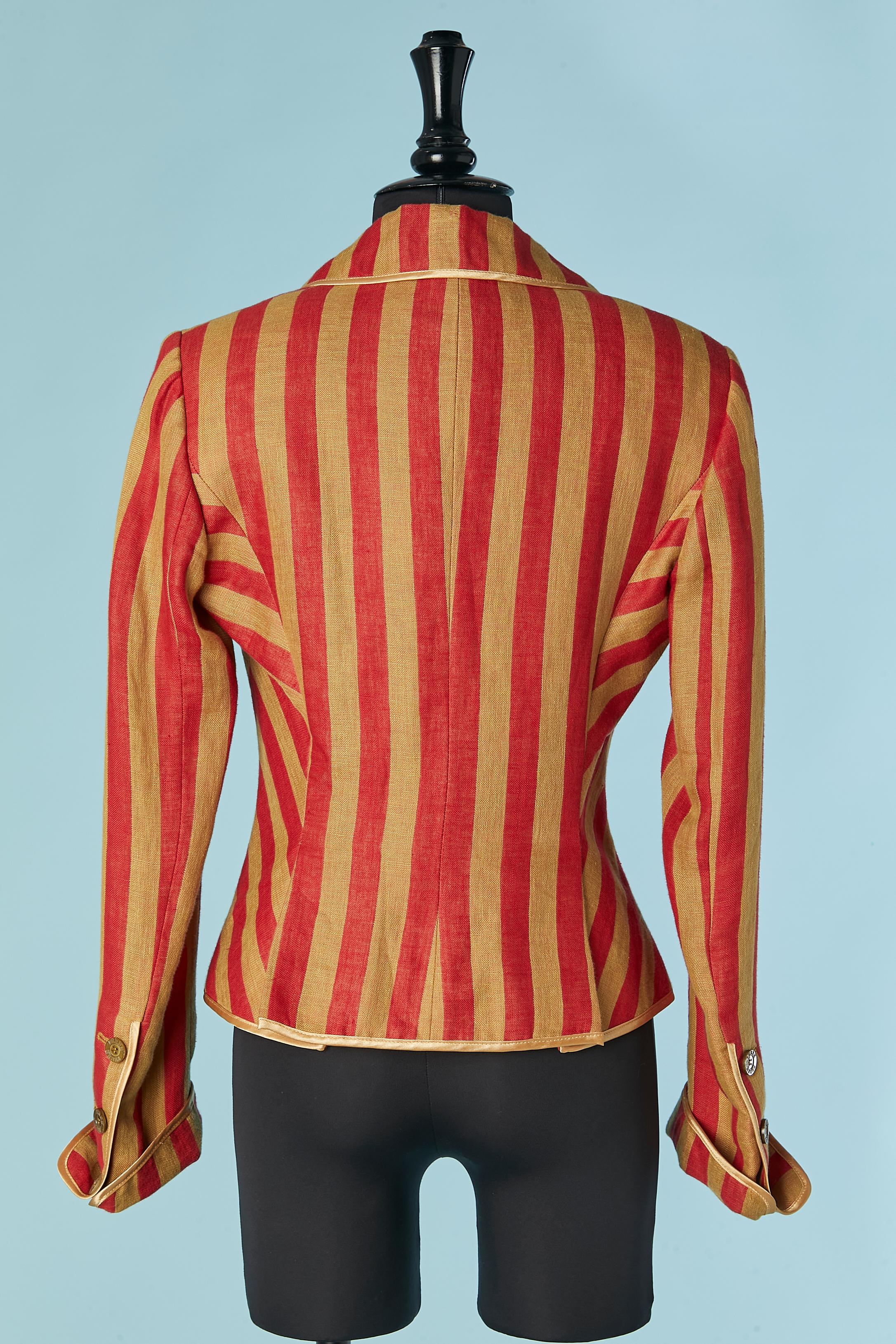 Brown and red striped single breasted jacket FERRE in vendita 4