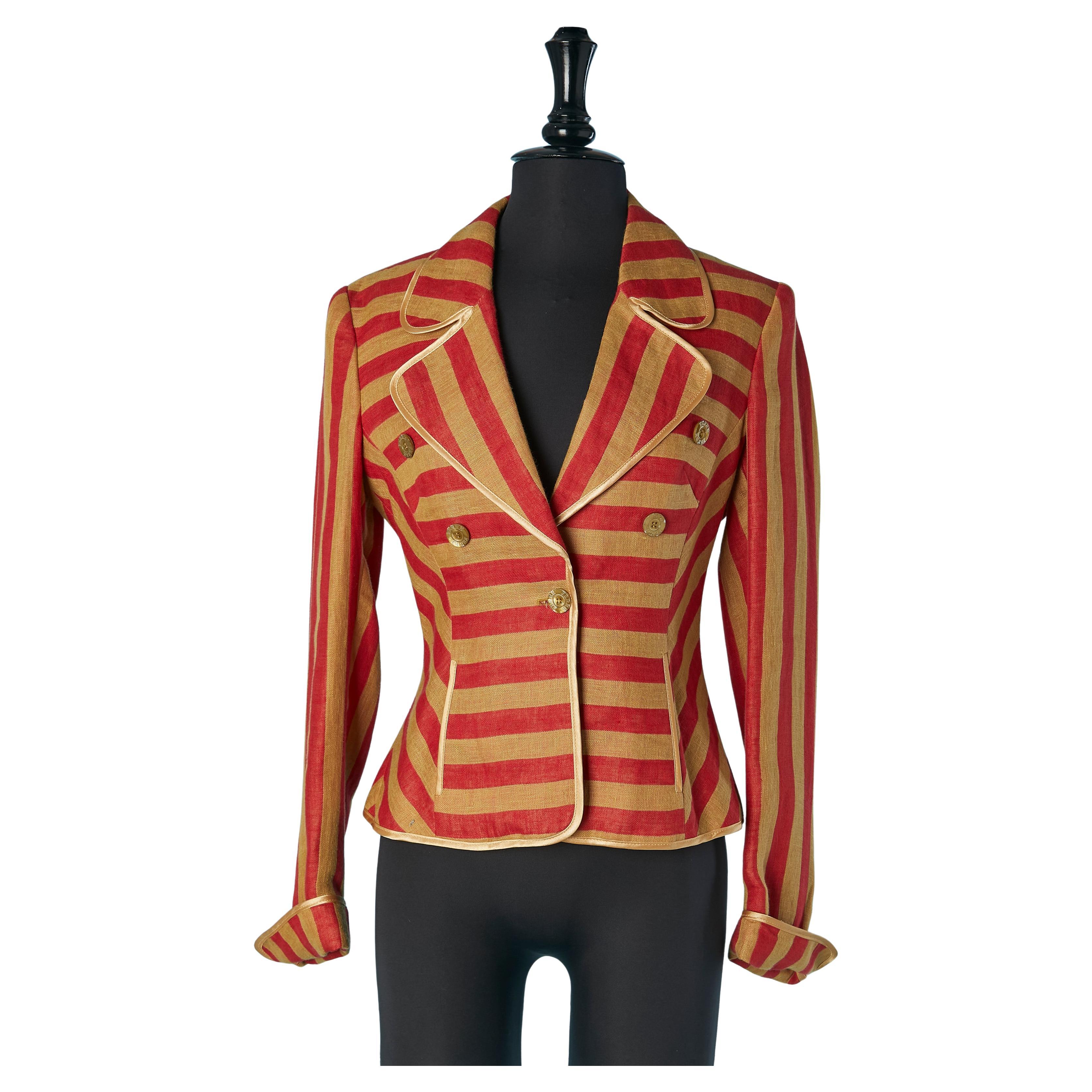 Brown and red striped single breasted jacket FERRE in vendita