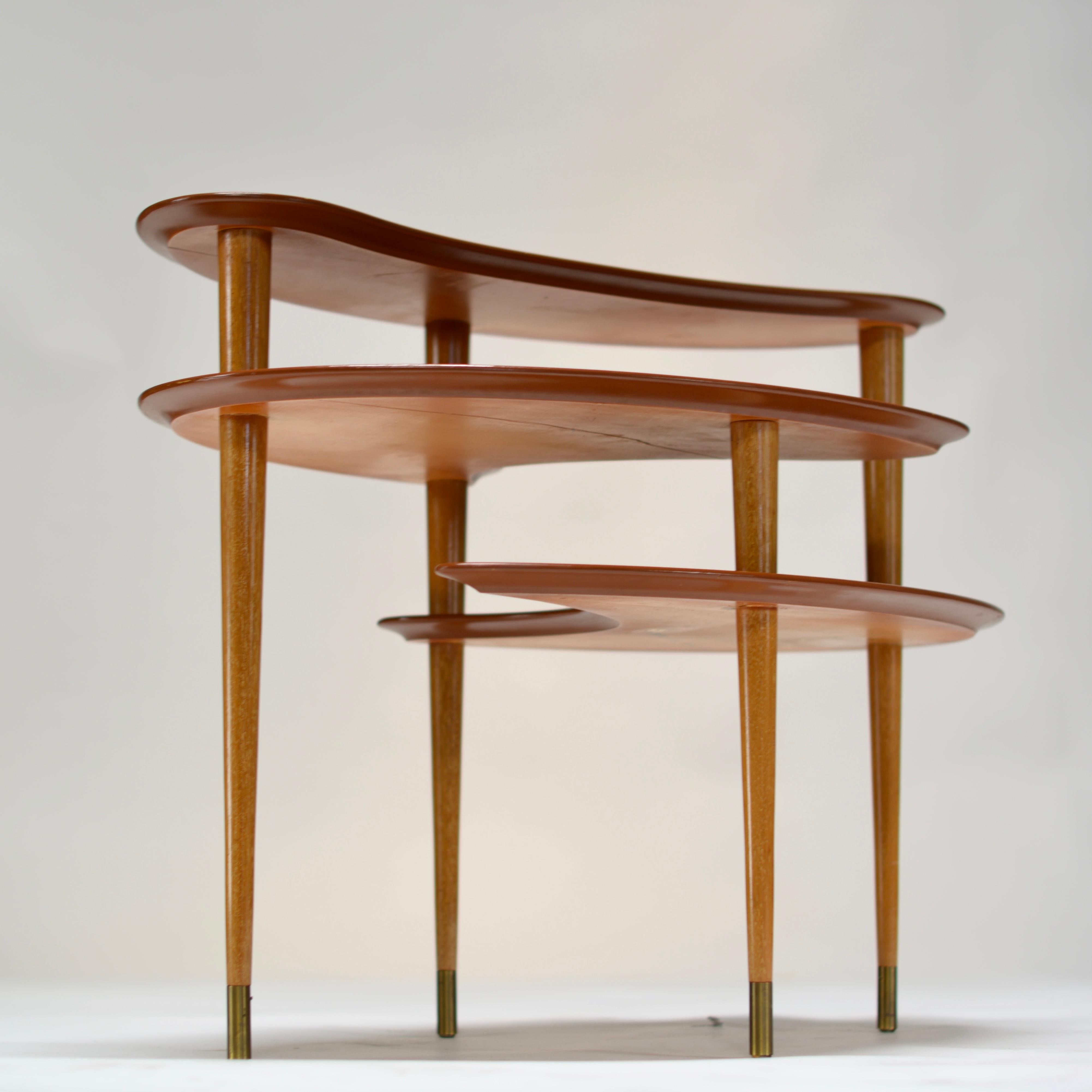 Art Nouveau Brown and Saltman Tri-Level End Table by John Keal