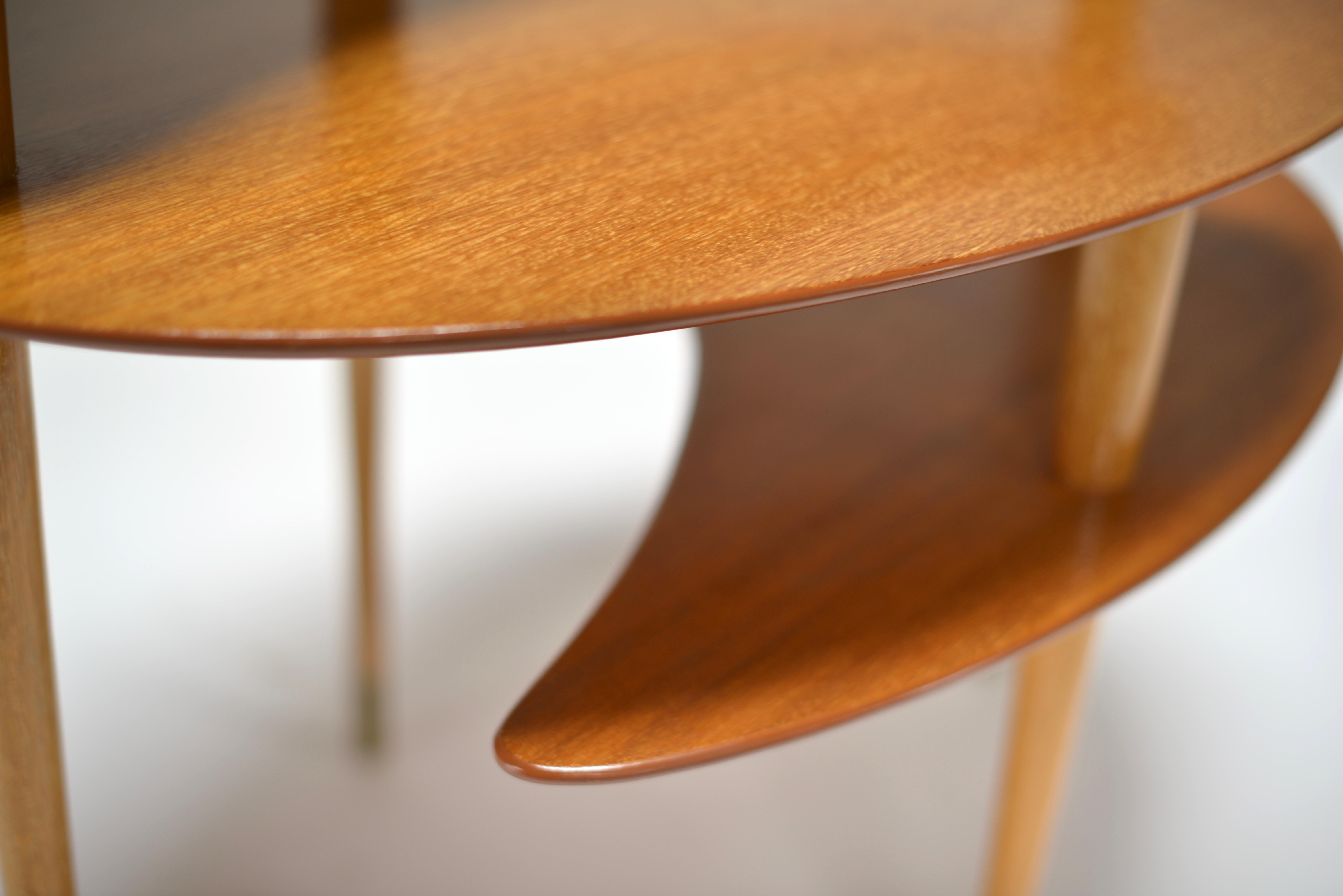 Porcelain Brown and Saltman Tri-Level End Table by John Keal