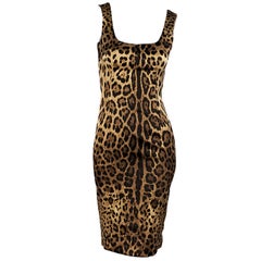 Dolce & Gabbana Brown and Tan Silk Leopard-Printed Dress
