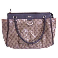 Brown and tan GG Crystal Gucci D Ring shoulder bag with gold-tone hardware