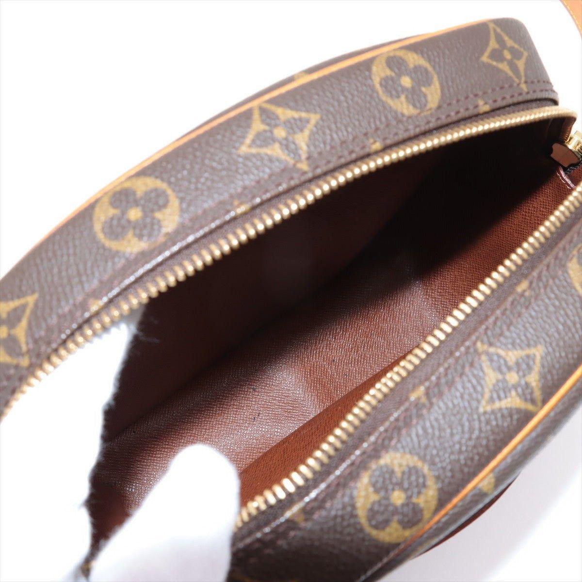 Brown and tan monogram coated canvas Louis Vuitton Blois bag with gold-tone In Fair Condition In Irvine, CA