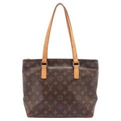 Brown and tan monogram coated canvas Louis Vuitton Cabas Piano tote with gold