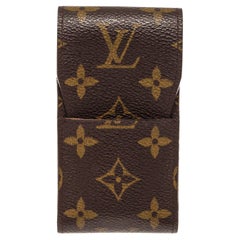 Brown and tan monogram coated canvas Louis Vuitton cigarette holder with leather
