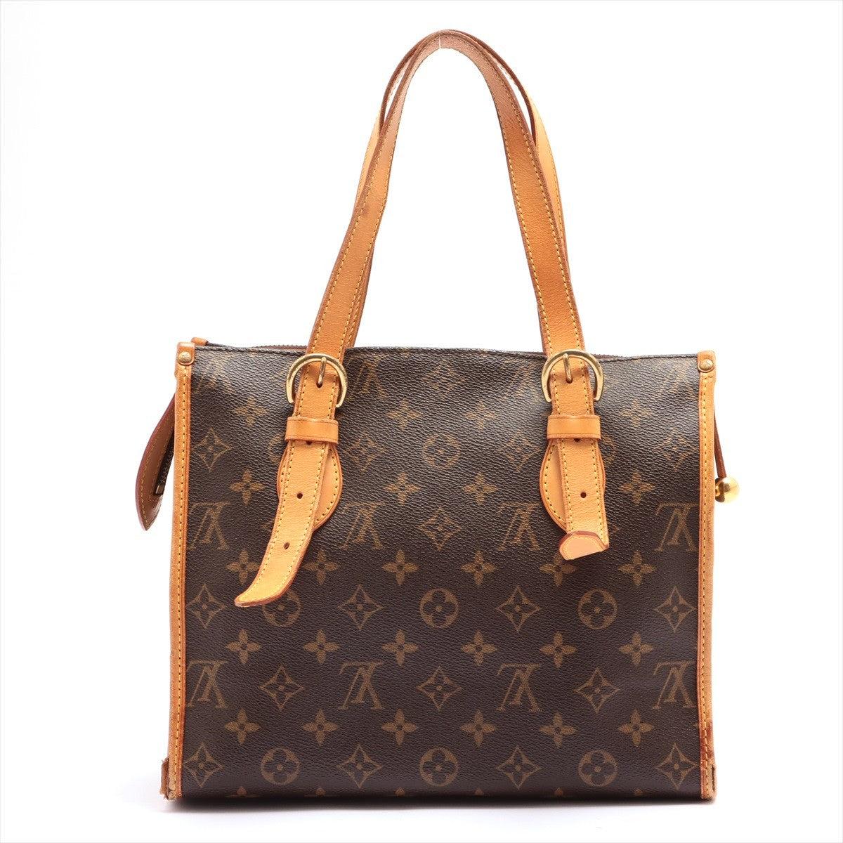 Louis Vuitton Popincourt Haut Tote Bag aus braunem und hellbraunem beschichtetem Canvas mit Monogramm, goldfarbenen Beschlägen, hellbraunem Vachetta-Lederbesatz, zwei flachen Schulterriemen, braunem gewebtem Innenfutter, zwei Taschen an der