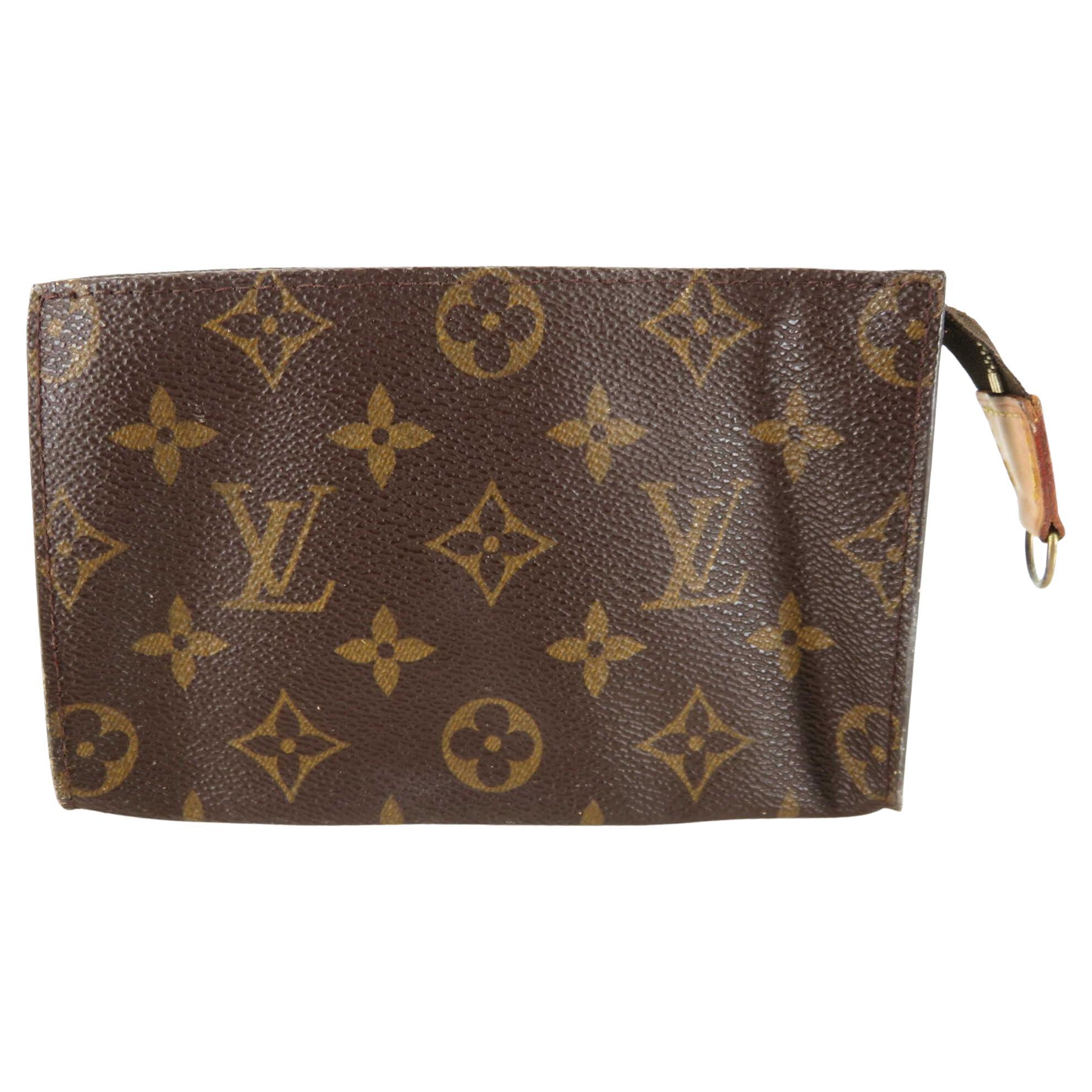 Brown and tan monogram coated canvas Louis Vuitton Toiletry Pouch 15 cm