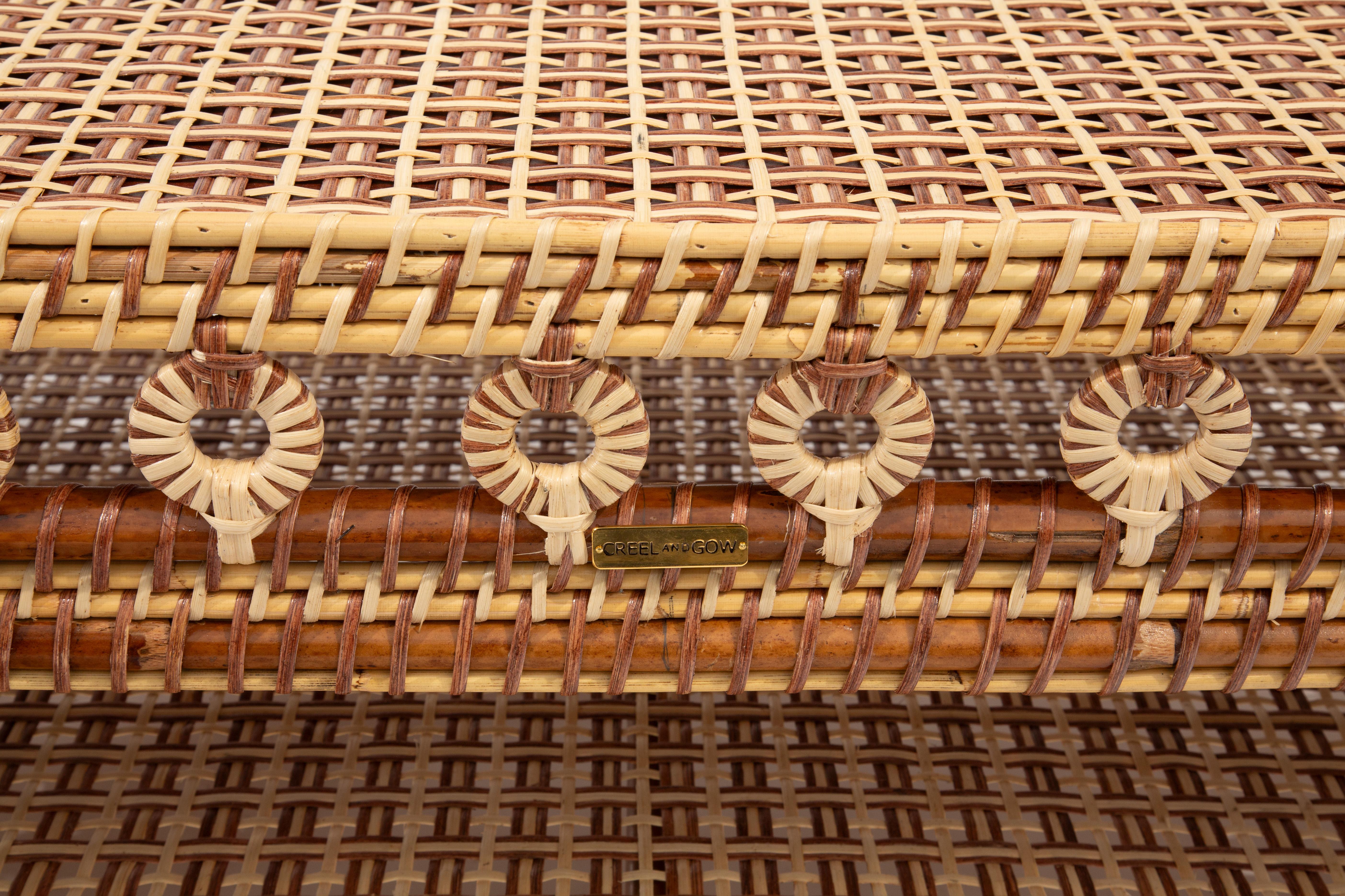 Brown and Tan Rattan Rectangular Coffee Table by Creel and Gow 2