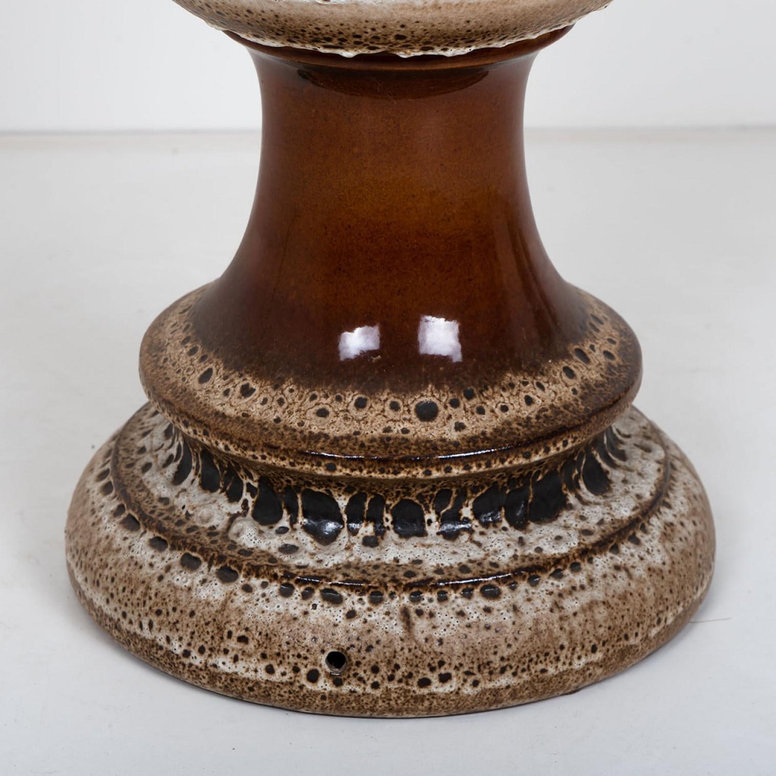Brown and Taupe Glazed Ceramic Floor Lamp, Germany For Sale 5