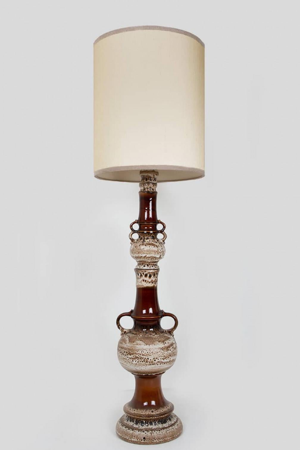 Brown and Taupe Glazed Ceramic Floor Lamp, Germany For Sale 6
