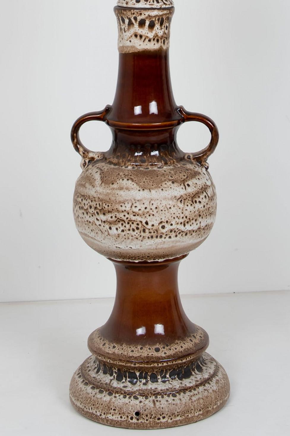 20th Century Brown and Taupe Glazed Ceramic Floor Lamp, Germany For Sale