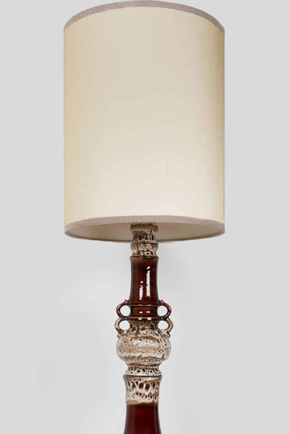 Brown and Taupe Glazed Ceramic Floor Lamp, Germany For Sale 2