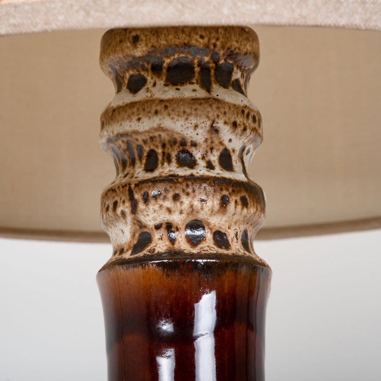 Brown and Taupe Glazed Ceramic Floor Lamp, Germany For Sale 3