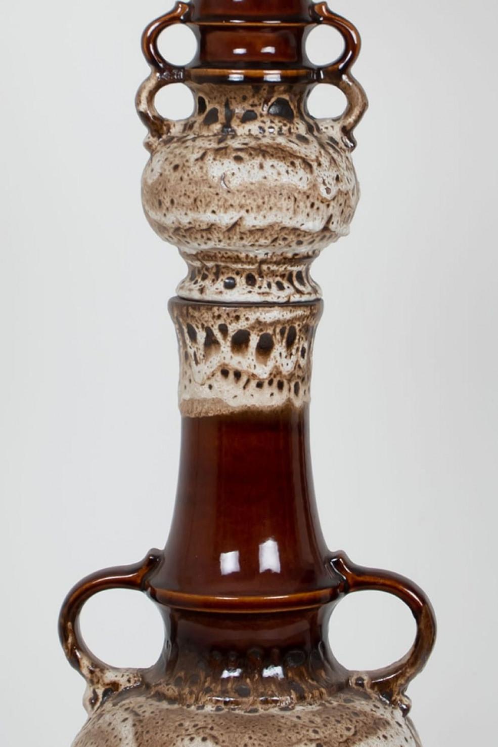 Brown and Taupe Glazed Ceramic Floor Lamp, Germany For Sale 4
