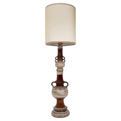Brown and Taupe Glazed Ceramic Floor Lamp, Germany
