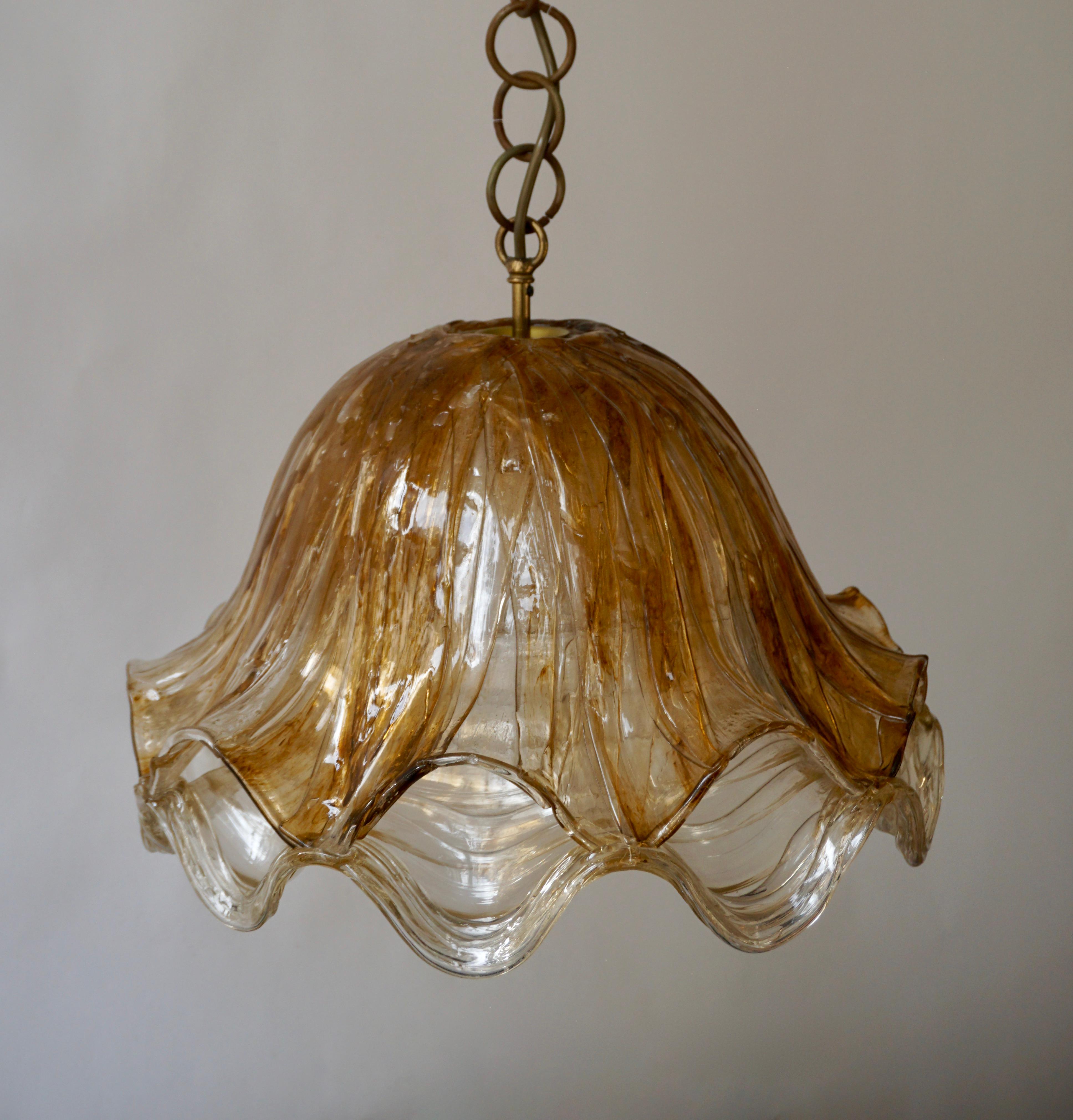 Brown and Transparent Acrylic Pendant Lamp, 1970s For Sale 2