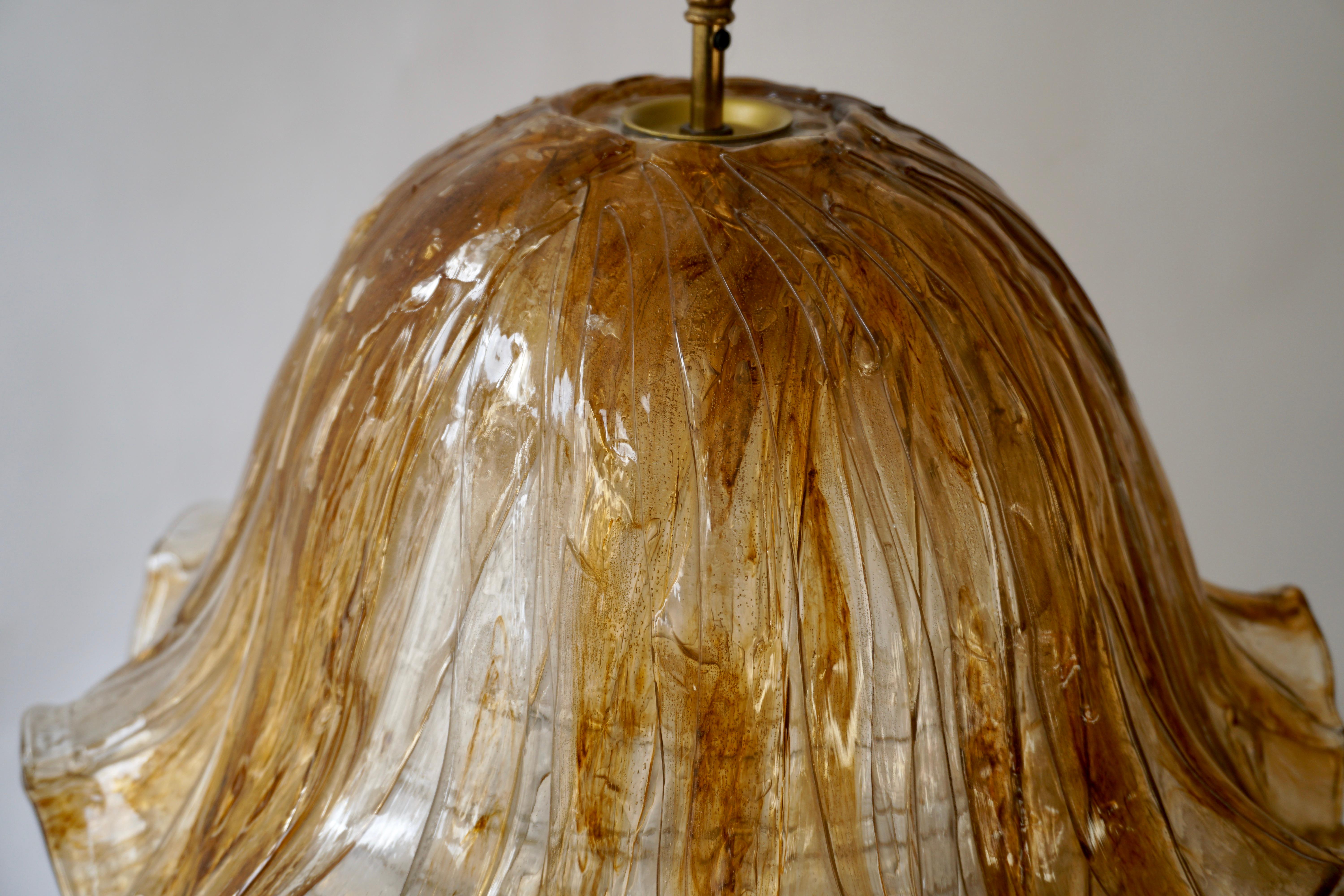 Brown and Transparent Acrylic Pendant Lamp, 1970s For Sale 3