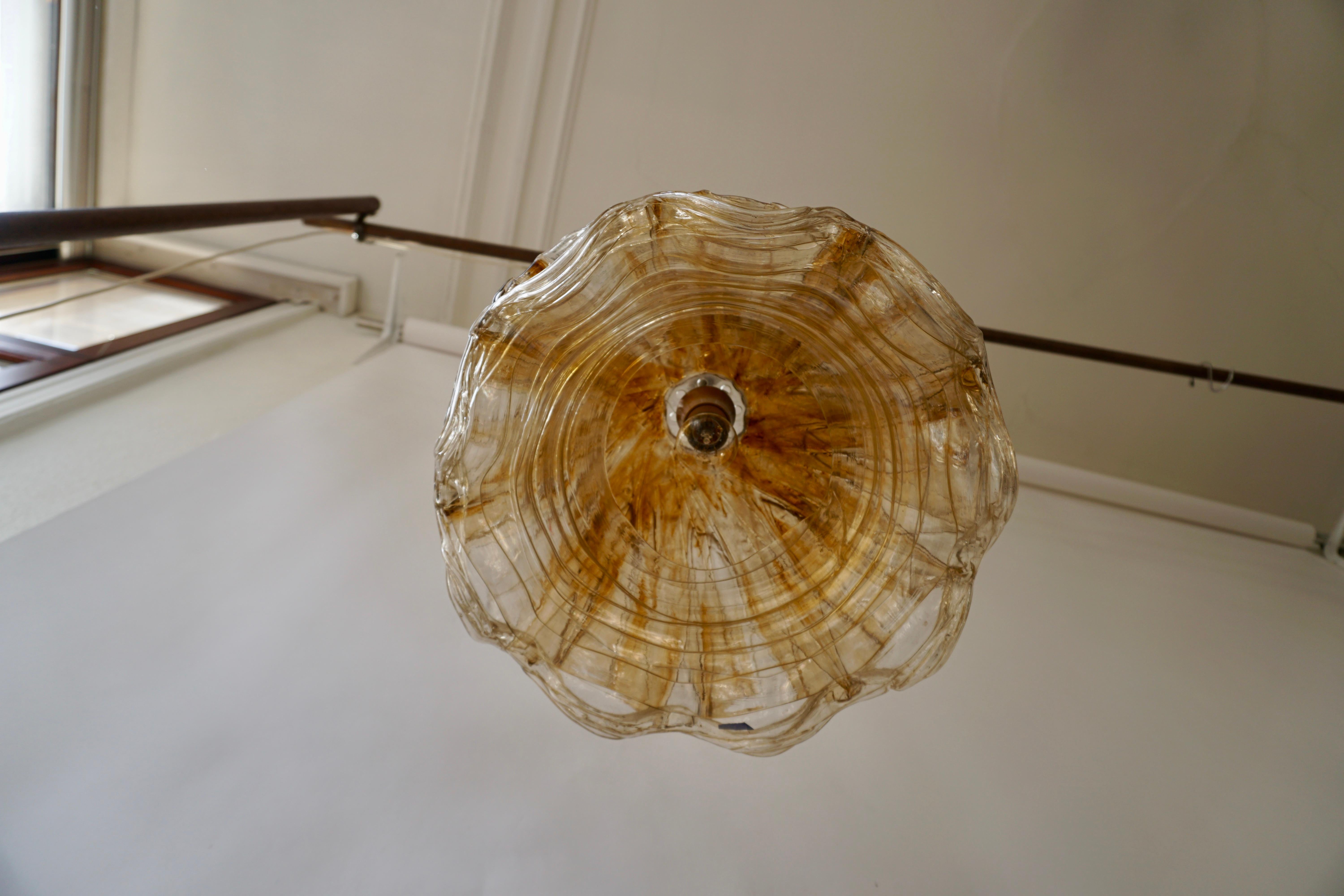 Brown and Transparent Acrylic Pendant Lamp, 1970s For Sale 4