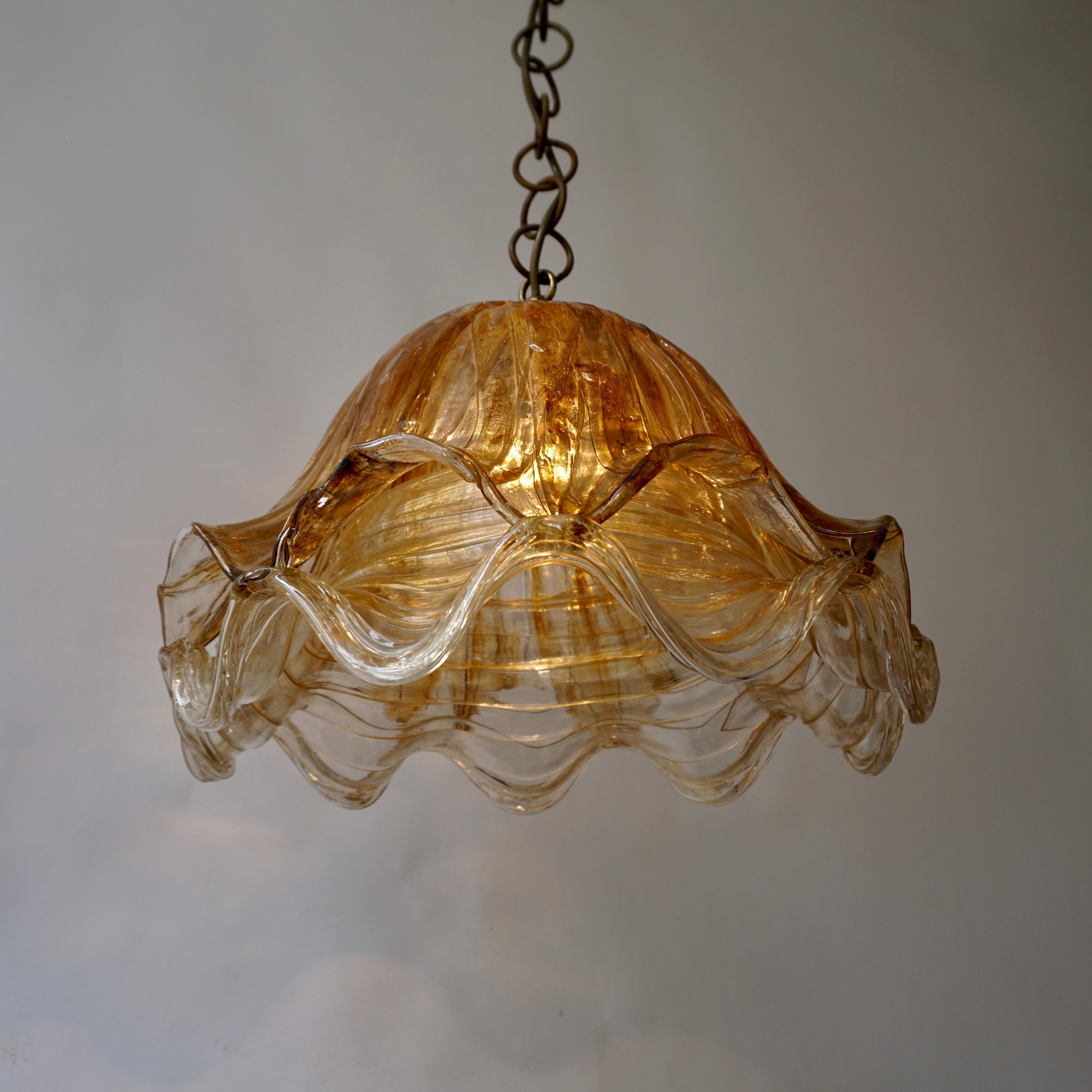 Brown and Transparent Acrylic Pendant Lamp, 1970s For Sale 5