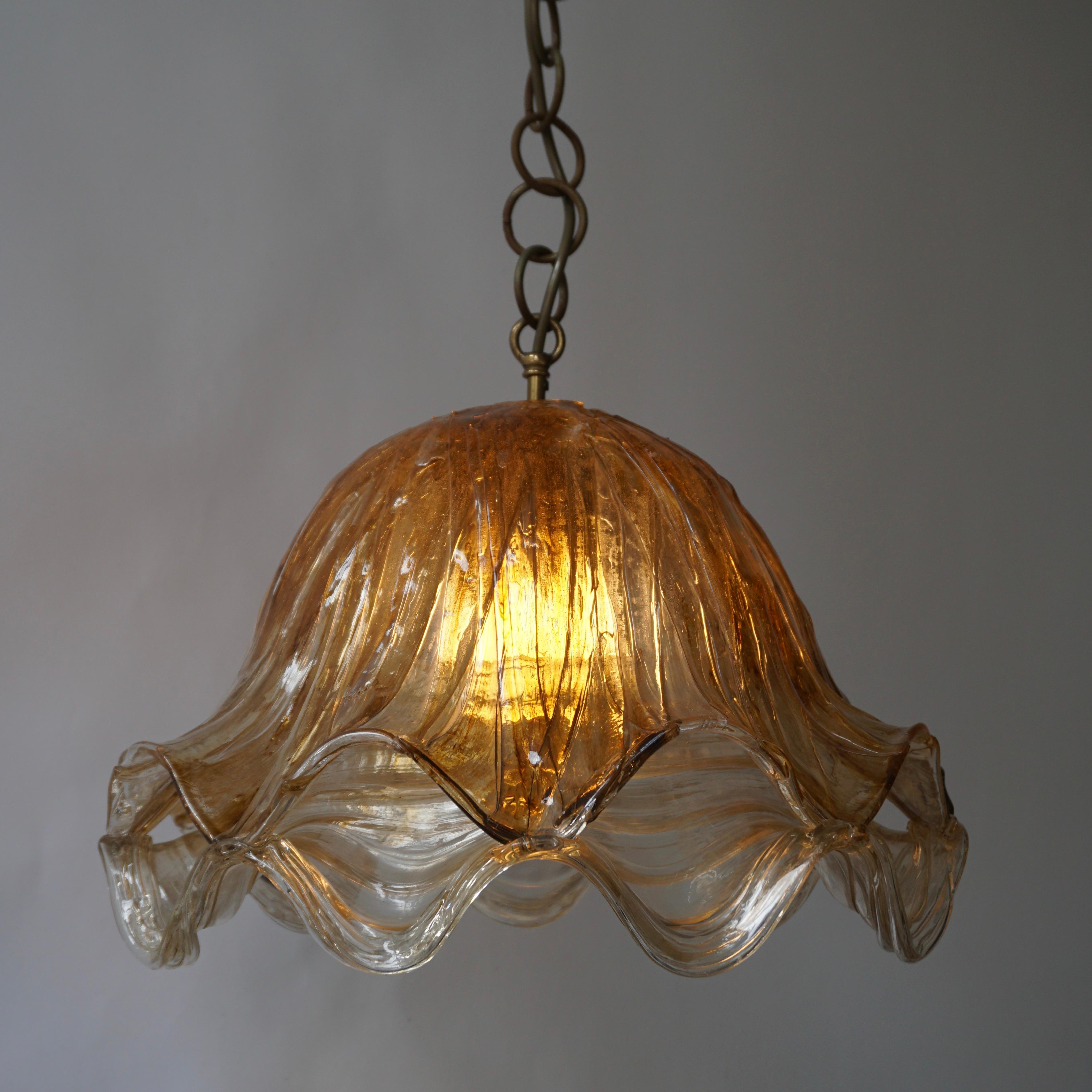 Brown and Transparent Acrylic Pendant Lamp, 1970s For Sale 6
