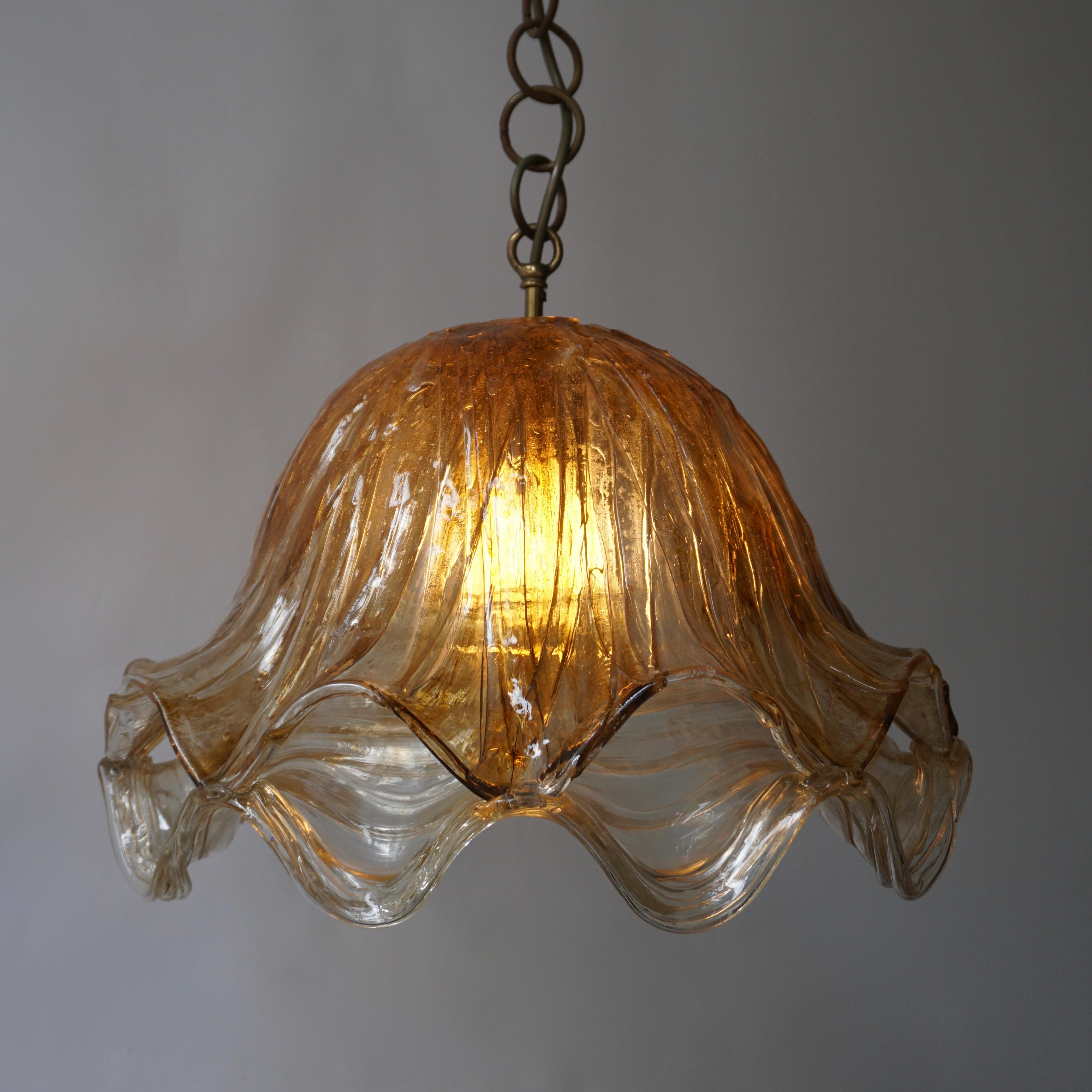 Brown and Transparent Acrylic Pendant Lamp, 1970s For Sale 7