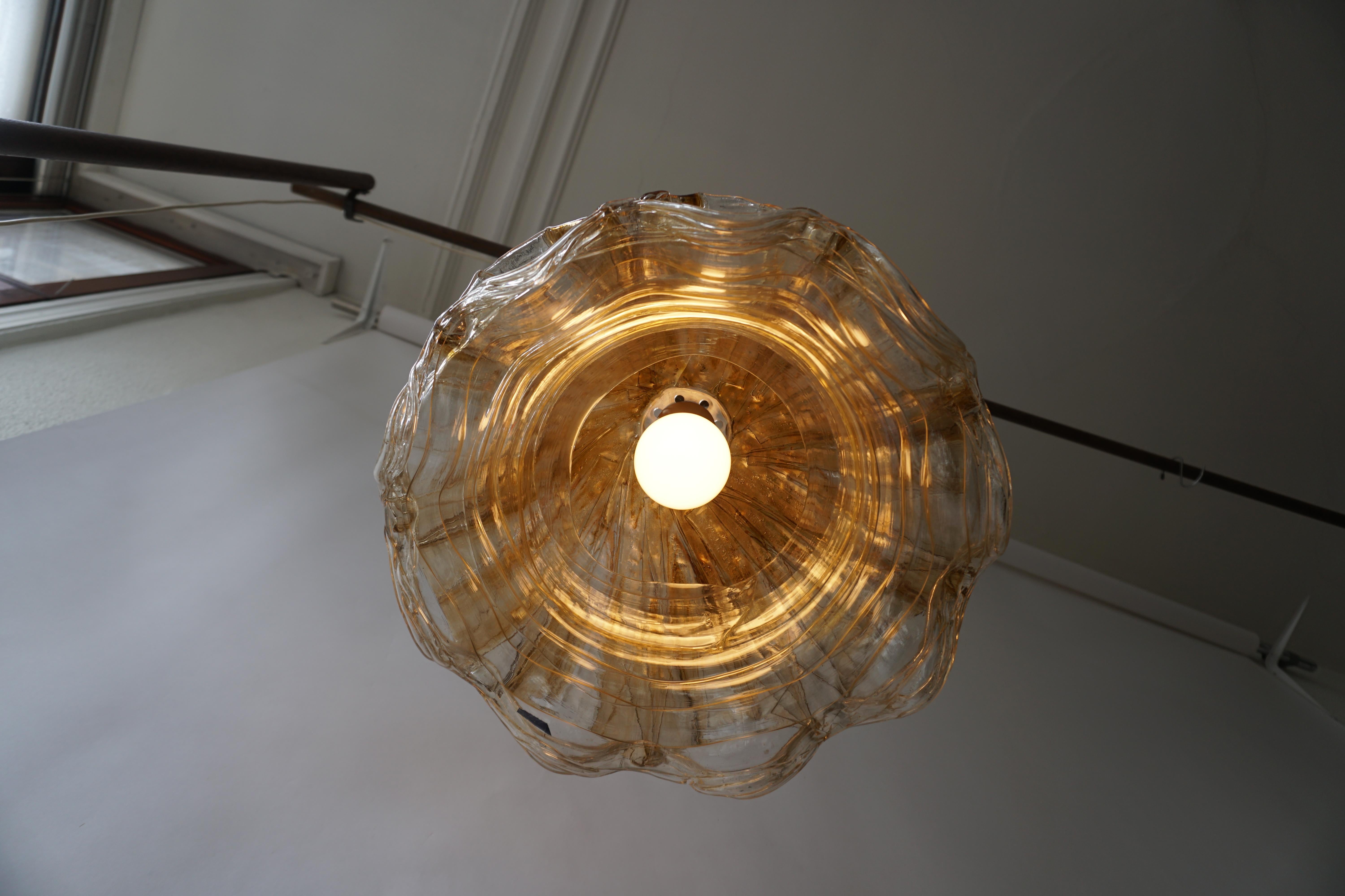 Brown and Transparent Acrylic Pendant Lamp, 1970s For Sale 8