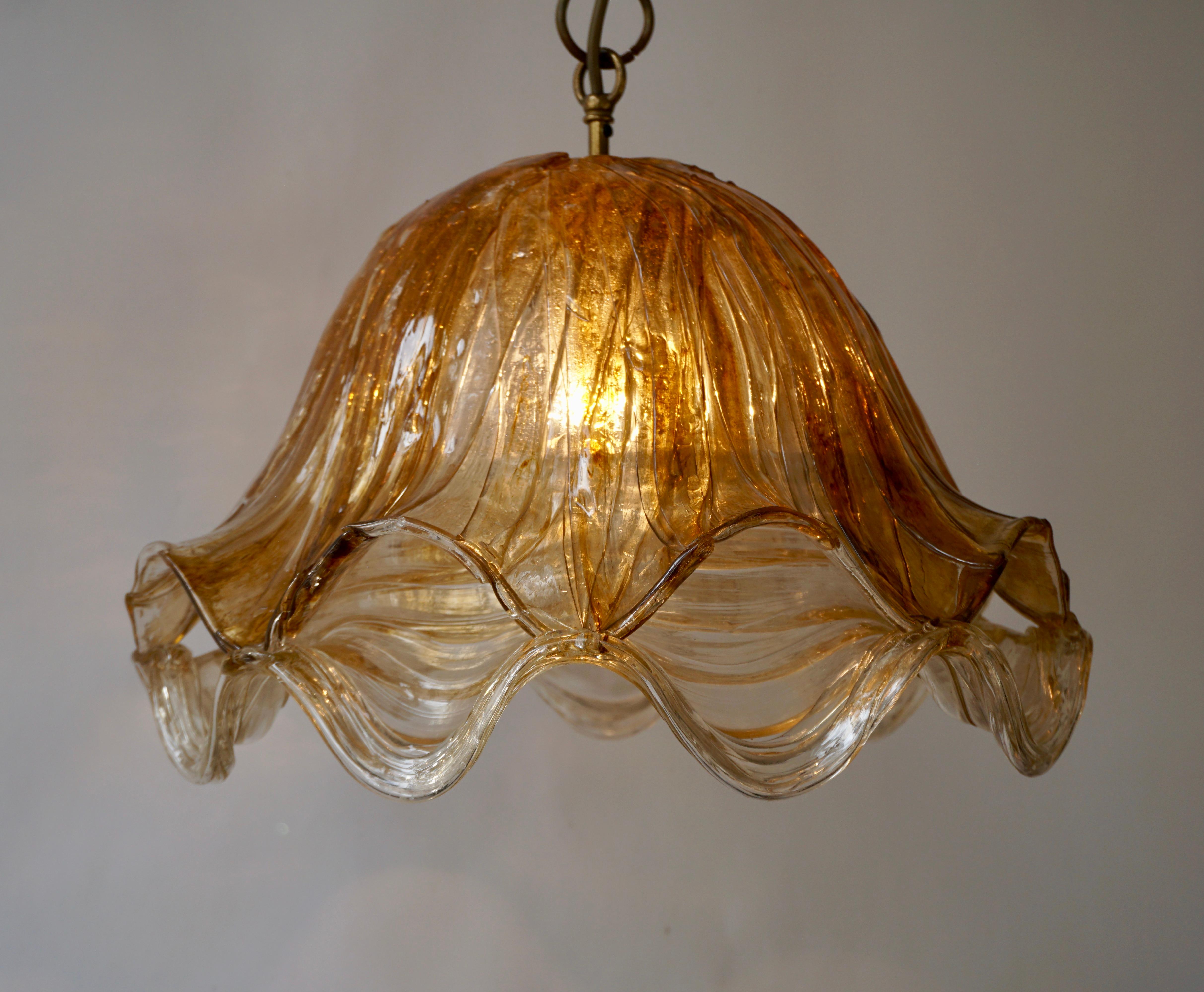 Brown and Transparent Acrylic Pendant Lamp, 1970s For Sale 9