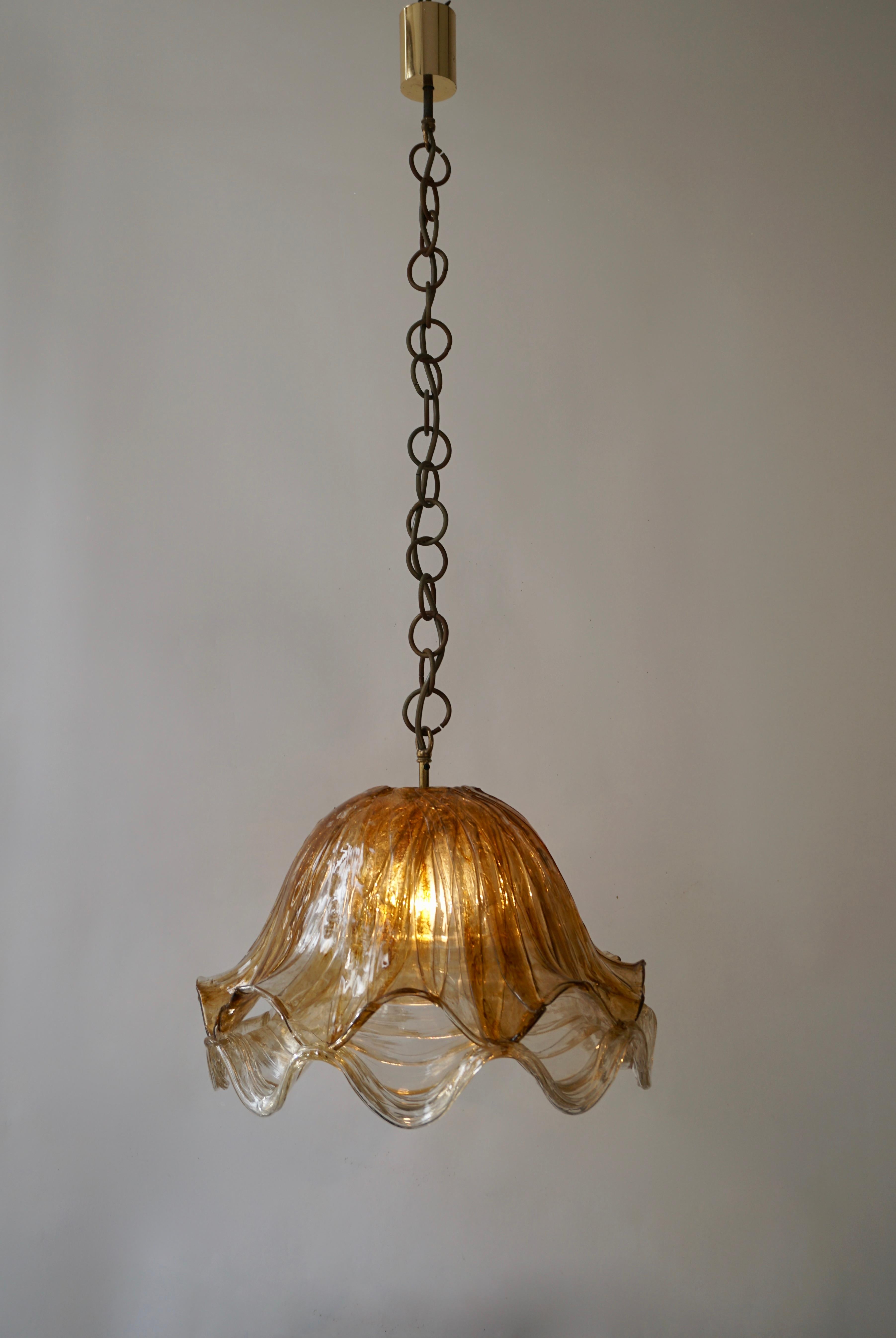 Mid-Century Modern Brown and Transparent Acrylic Pendant Lamp, 1970s For Sale