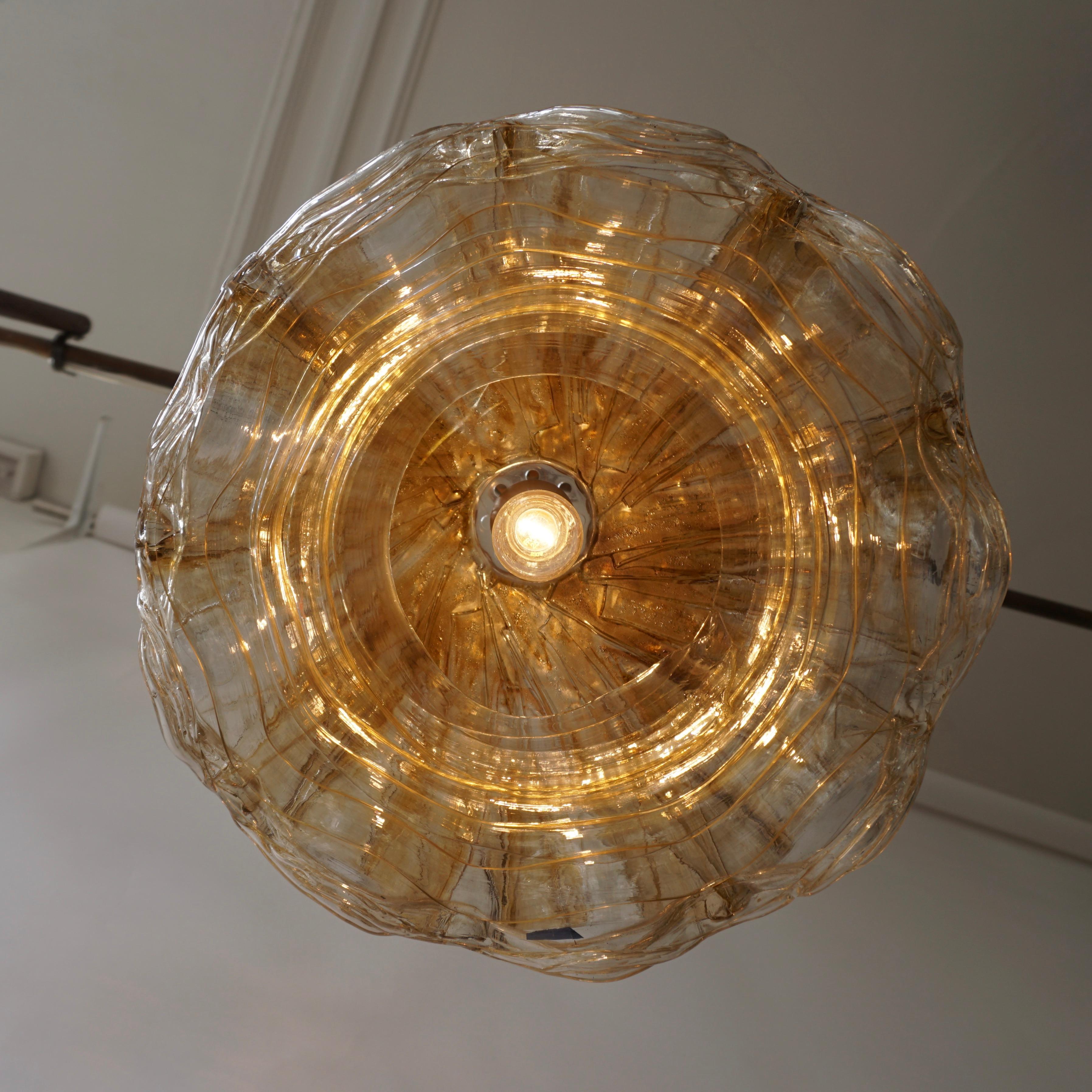 Italian Brown and Transparent Acrylic Pendant Lamp, 1970s For Sale