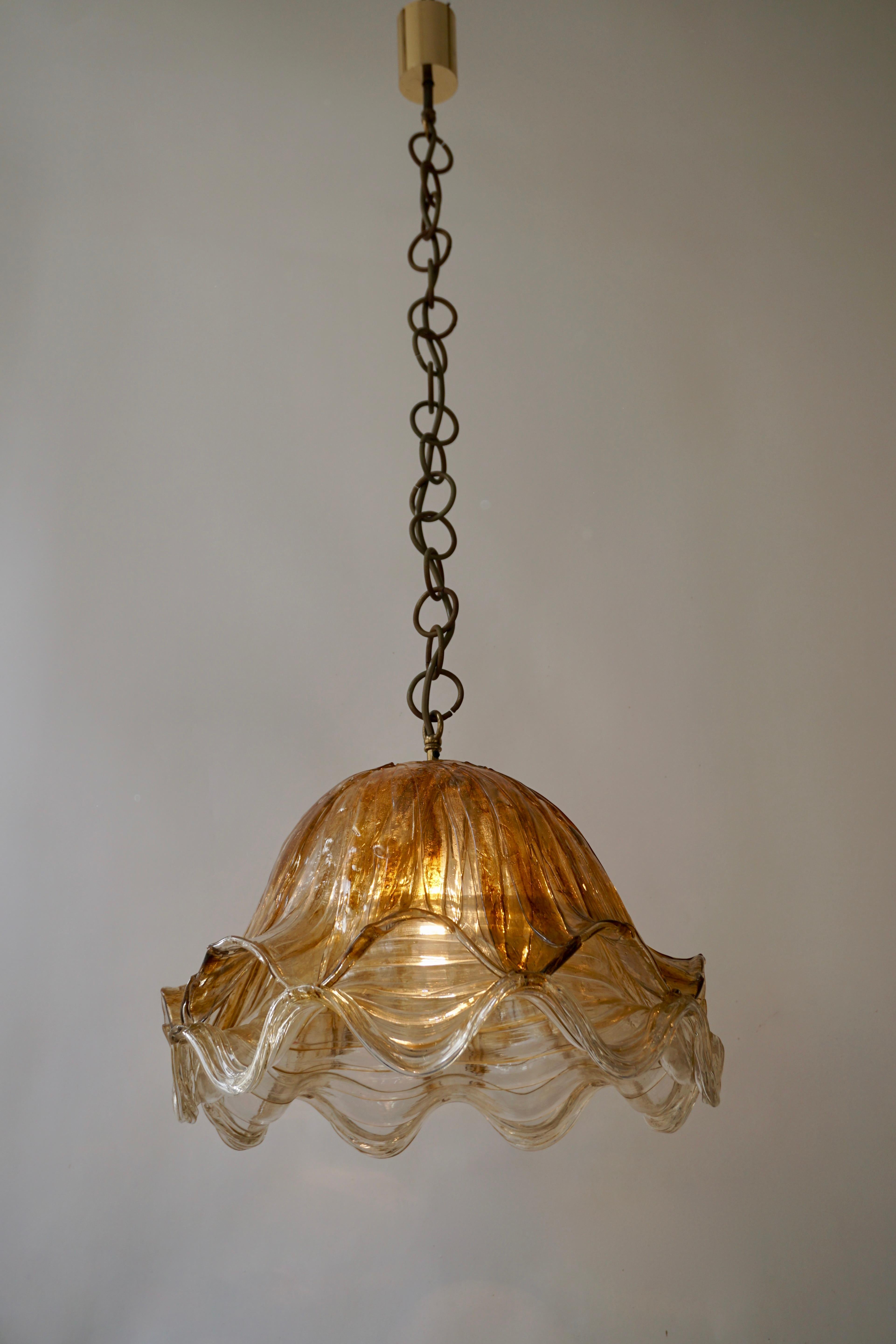 Brown and Transparent Acrylic Pendant Lamp, 1970s In Good Condition For Sale In Antwerp, BE