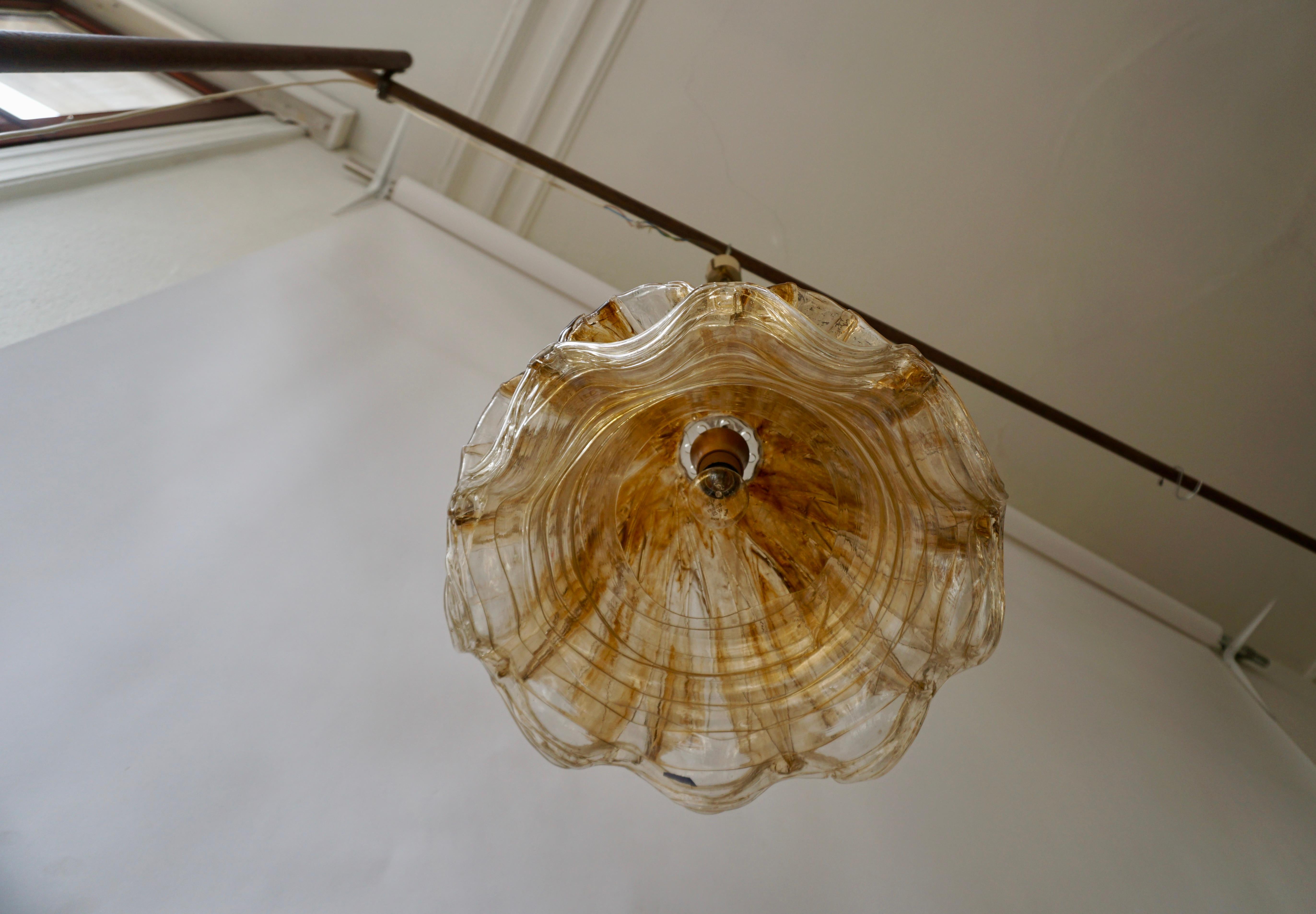 20th Century Brown and Transparent Acrylic Pendant Lamp, 1970s For Sale