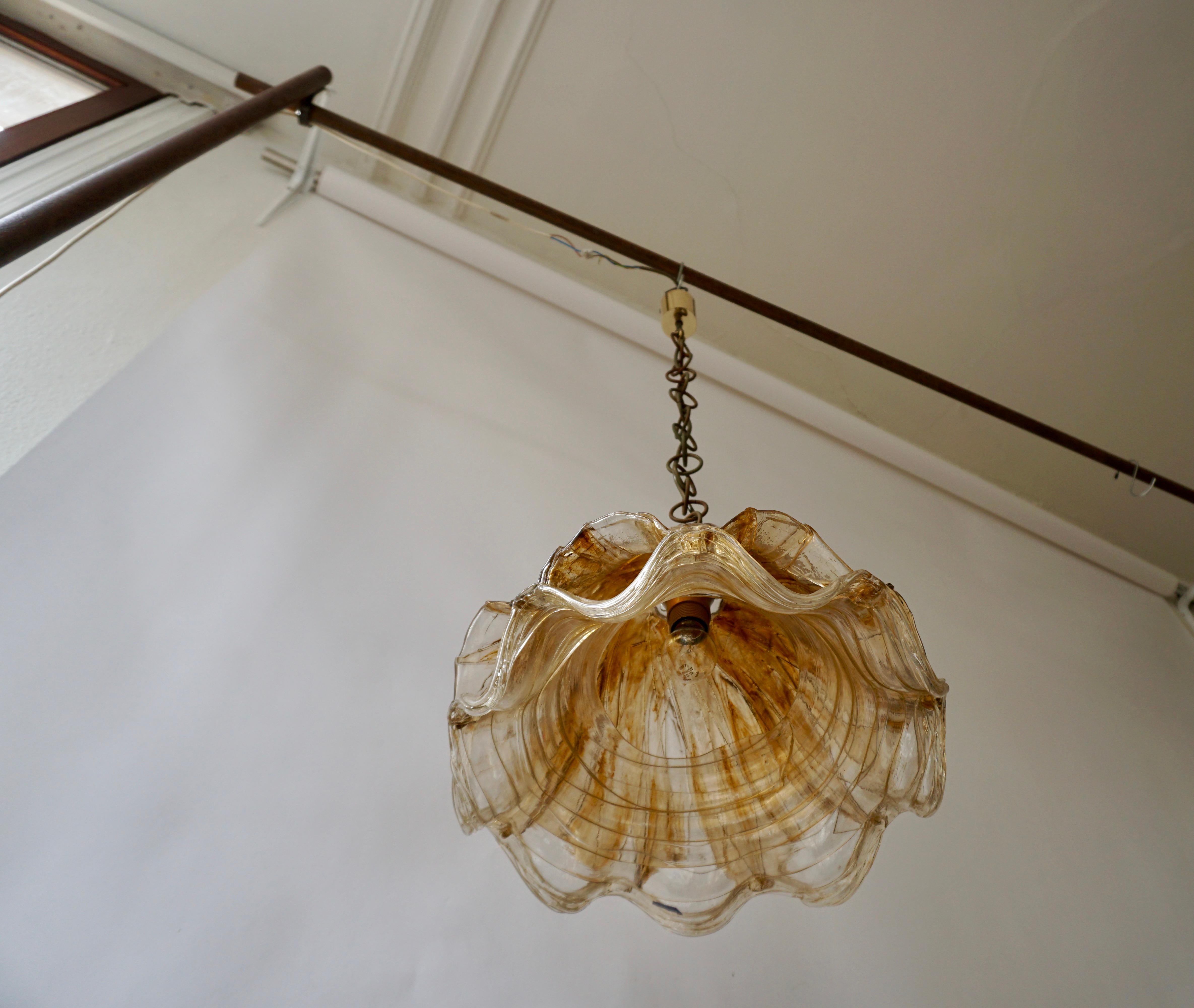 Metal Brown and Transparent Acrylic Pendant Lamp, 1970s For Sale