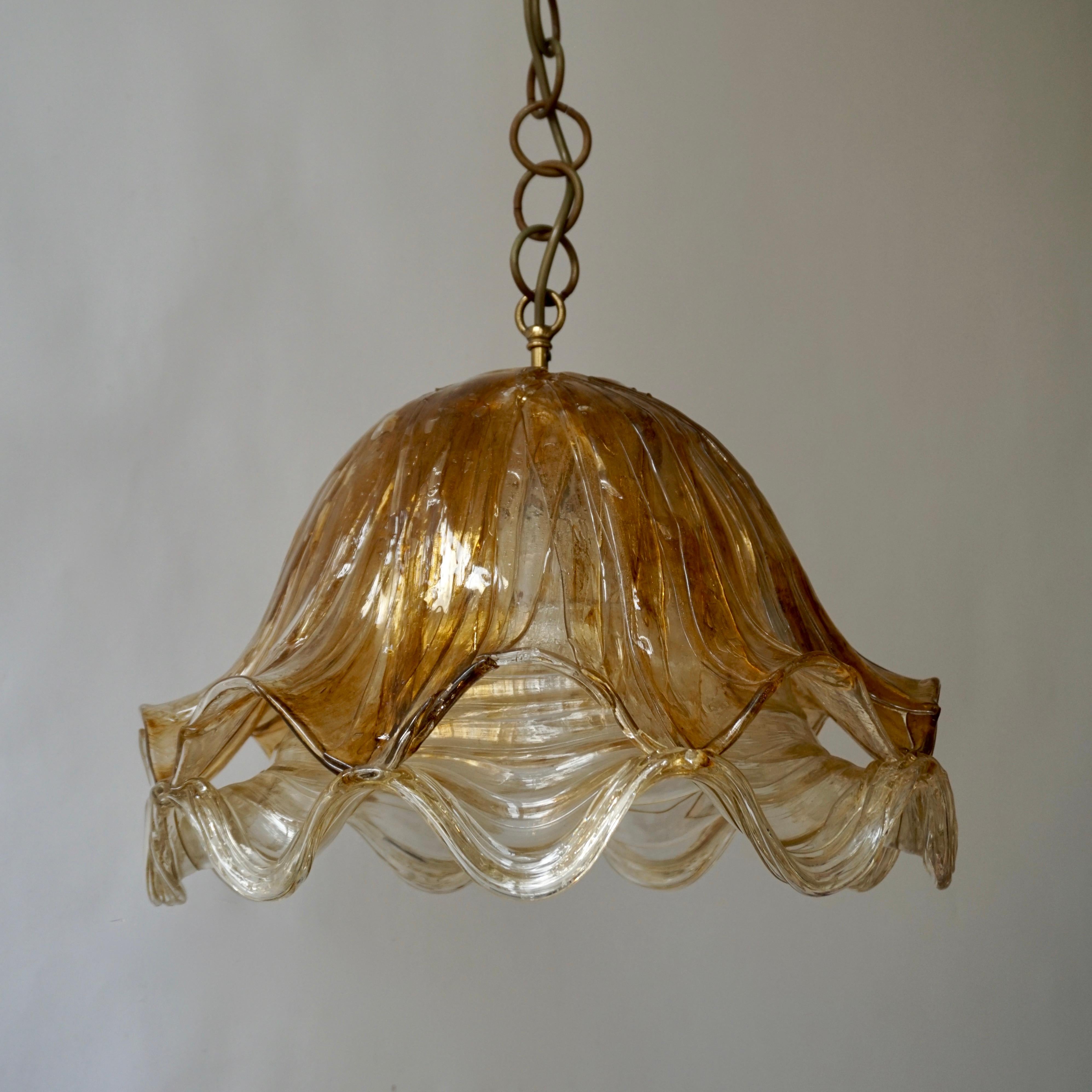 Brown and Transparent Acrylic Pendant Lamp, 1970s For Sale 1