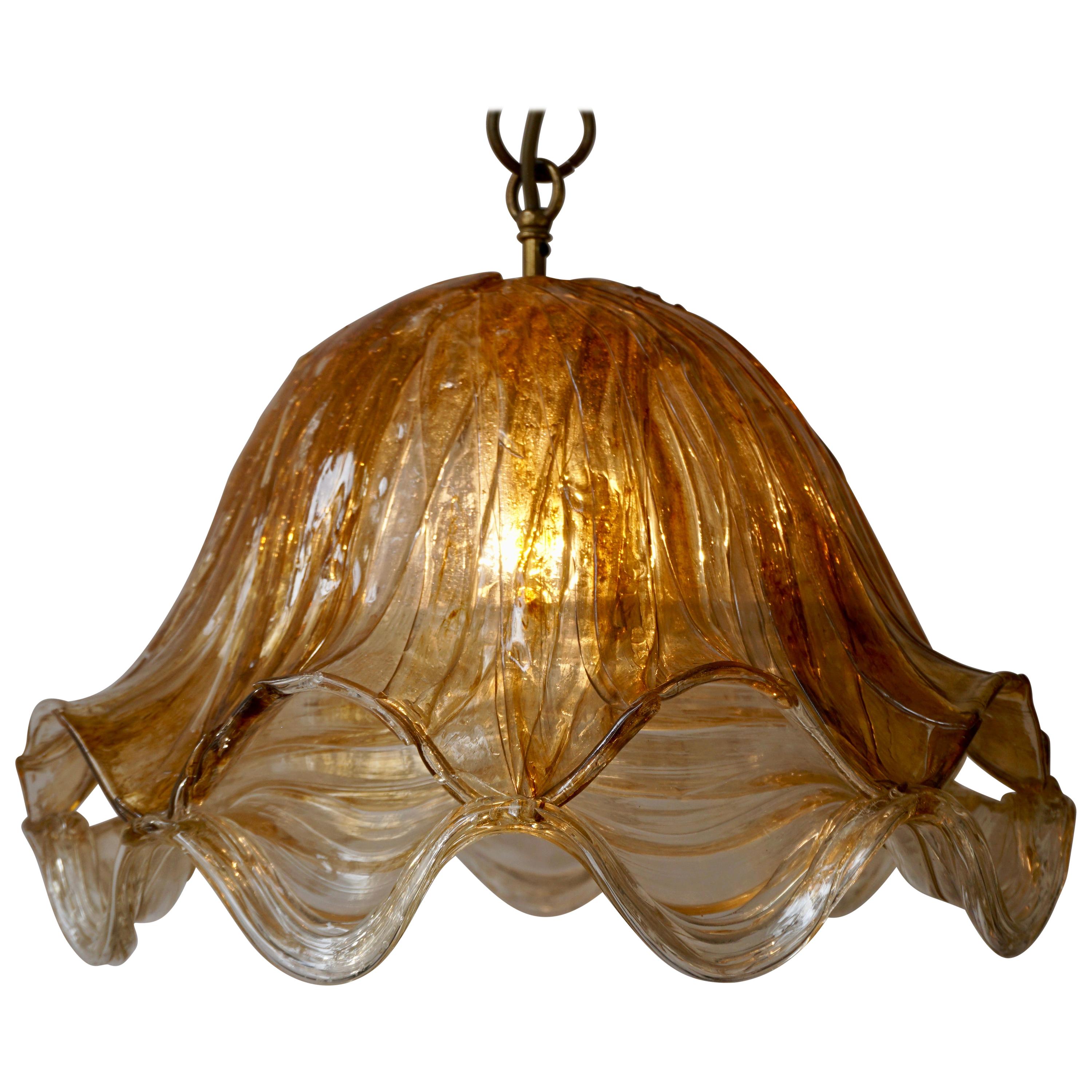 Brown and Transparent Acrylic Pendant Lamp, 1970s For Sale