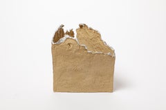 brown and white abstract stoneware ceramic sculpture by ATOI 2010 unique piece