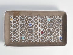 Brown and White "Corso" Ceramic Dish by Ingrid Atterberg for Upsala Ekeby, 1950s