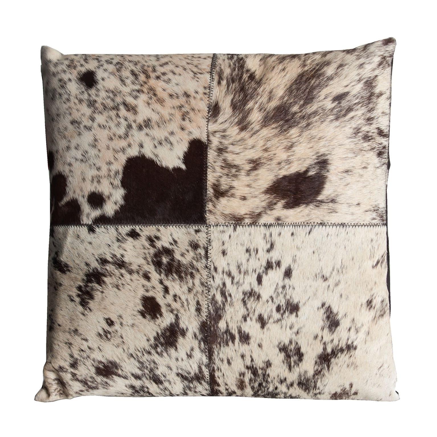Mid-Century Modern Brown and White Cowhide Cushion For Sale