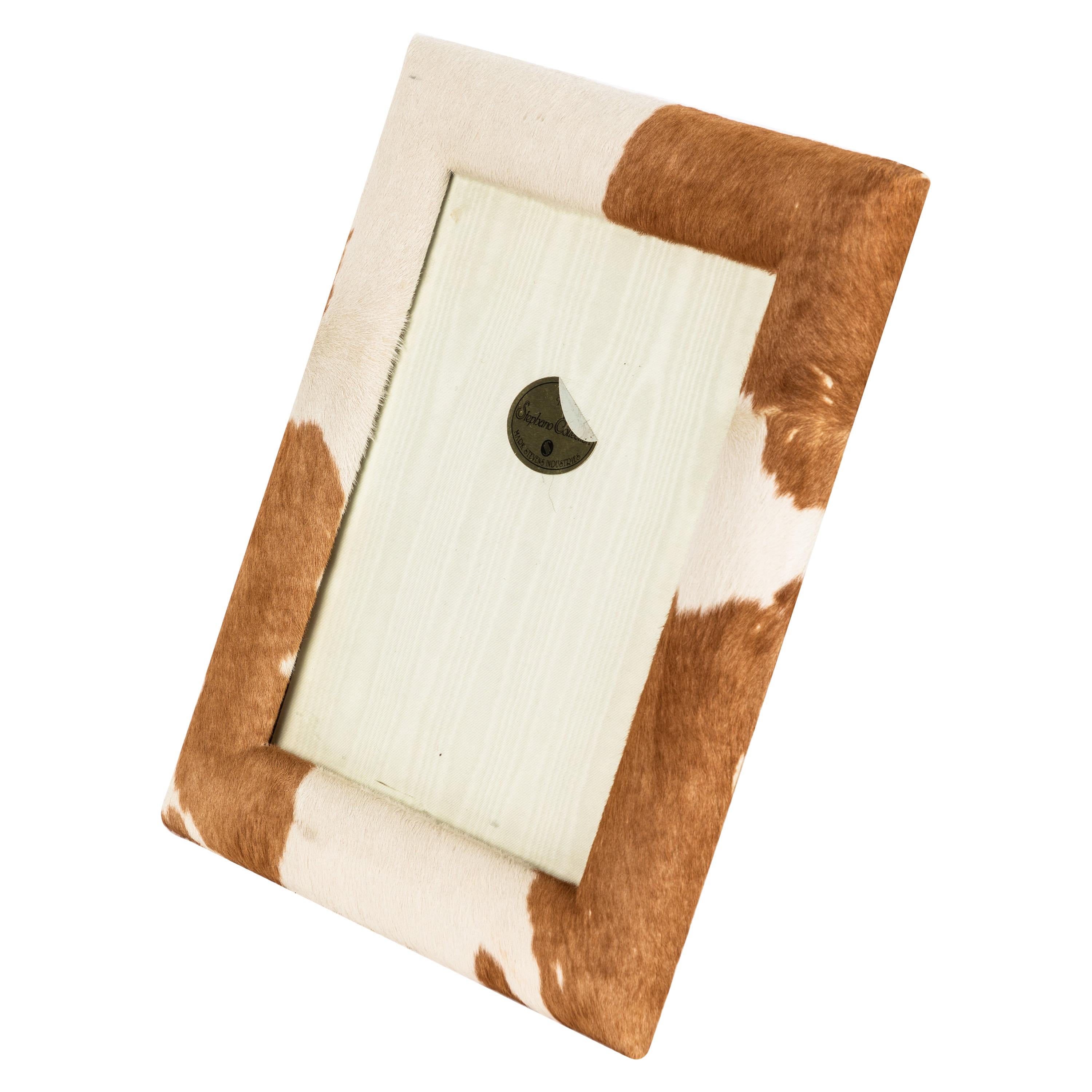 Brown and White Cowhide Photo Frame