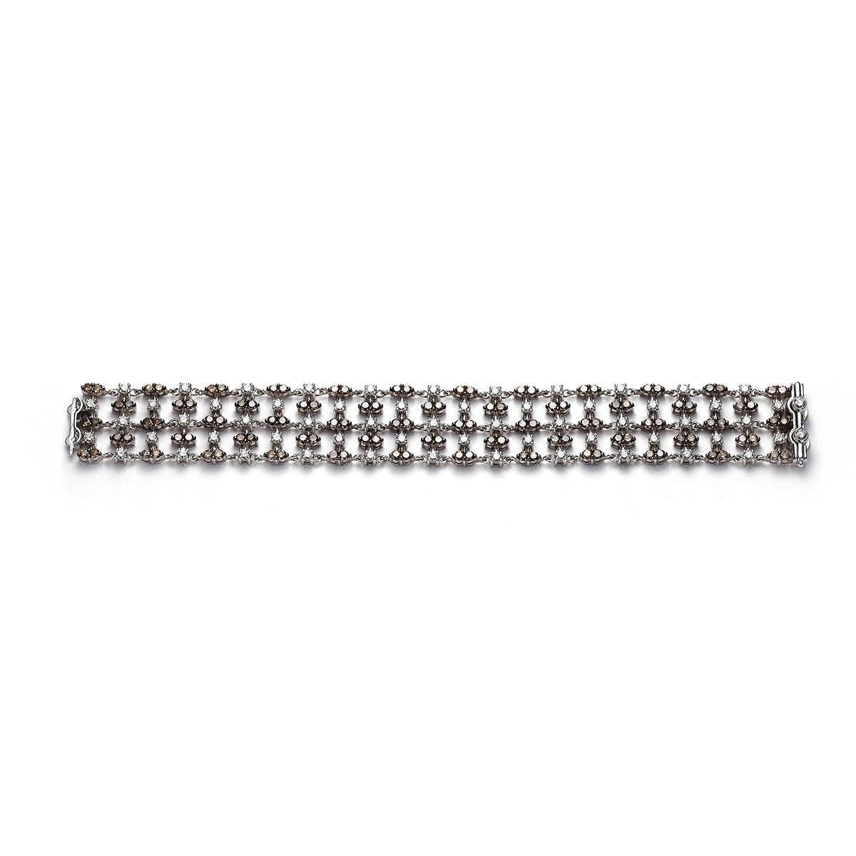 Bracelet in 18kt white gold set with 116 browns diamonds 8.35 cts        
and 59 diamonds 4.83 cts