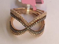 Brauner und weißer Diamantring aus 14 Karat Gold