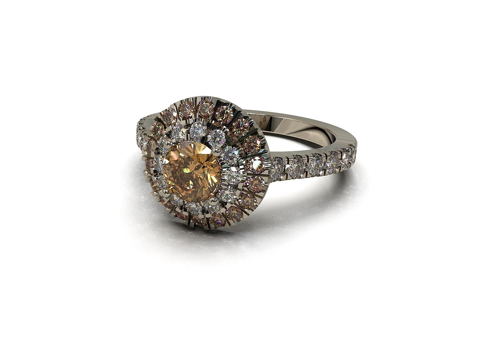 Colored Diamond Halo Ring

This stunning ring is set with an extraordinary round Champagne diamond complemented with a halo of Cognac and white diamonds. The diamonds are also set into the band. A distinctive heirloom piece.

Round brilliant cut