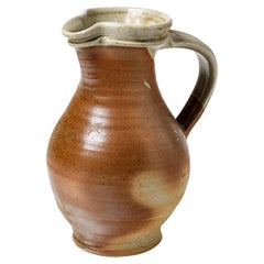 Brown and White Stoneware Ceramic Pitcher La Borne circa 1990 Pottery