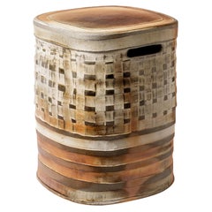 Brown and White Stoneware Ceramic Stool by Roz Herrin La Borne Design Table 3/11
