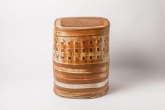 Brown and White Stoneware Ceramic Stool by Roz Herrin La Borne Design Table 4/11