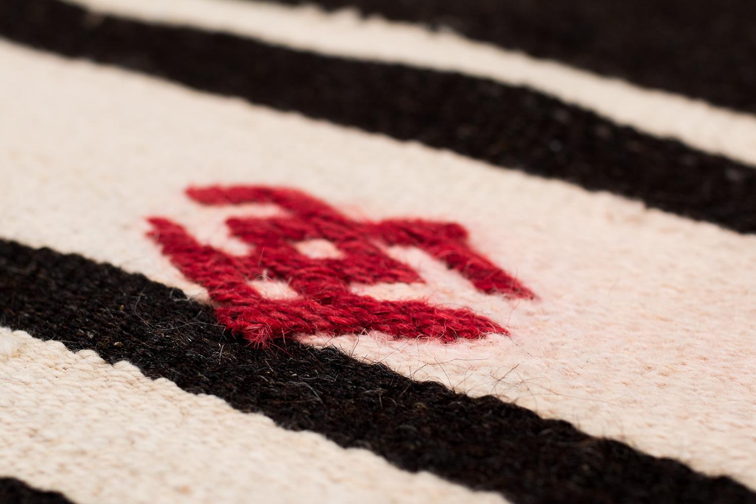 Brown and White Striped Vintage Moroccan Kilim Flatweave Area Rug For Sale 2