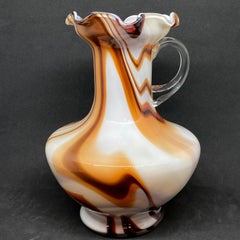 Brown and White Swirl Glass Murano Vase, German, 1970s